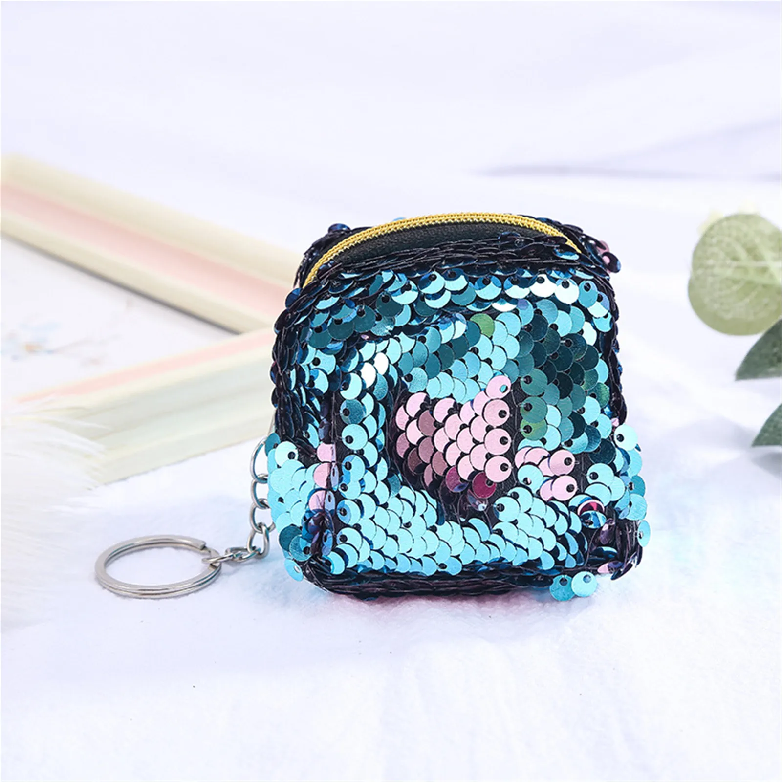 Children's Coin Bag Change Color Sequins Mini Wallet Women Fashion Bling Mini Purse Sequin Bag Key Chain Pouch Small Gift