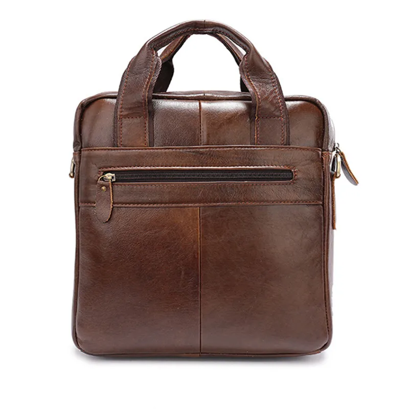 Genuine Leather Vertical Briefcases Men Fashion File Bag Vintage Cowhide Handbag Business Male Shoulder Messenger Bag