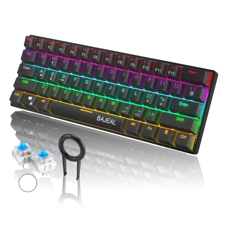 

Проводная игровая клавиатура, 61 клавишная мини-клавиатура RGB для ПК, геймеров, Прямая поставка