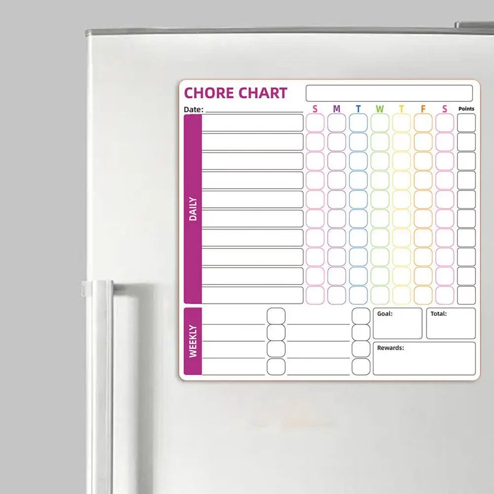 Chore Chart 3pcs Magnetic Whiteboard Set with Pen Eraser Stain-resistant Surface Kid Reward Board Rubber Magnet Backing for Home