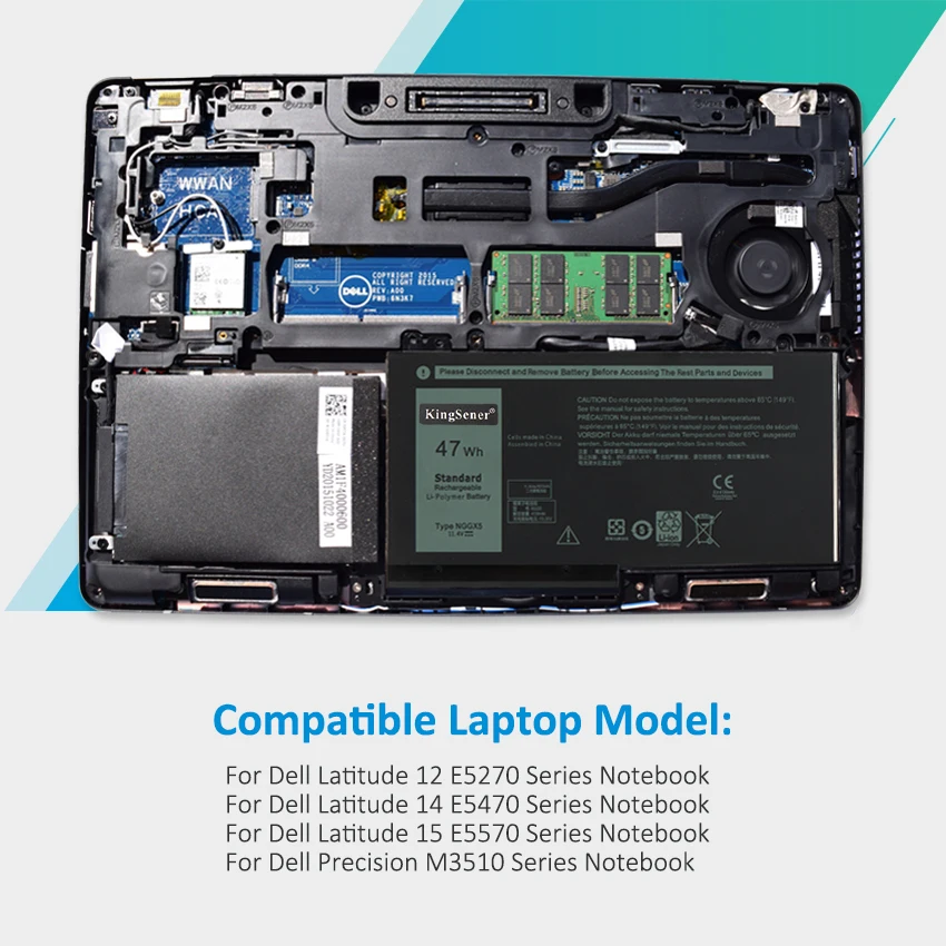 Kingsener Nova Nggx5 Bateria do Portátil para Dell Latitude E5270 E5470 E5570 M3510 Jy8d6 954df 0jy8d6 11.4v 47wh Ferramentas Gratuitas - Imagem 4