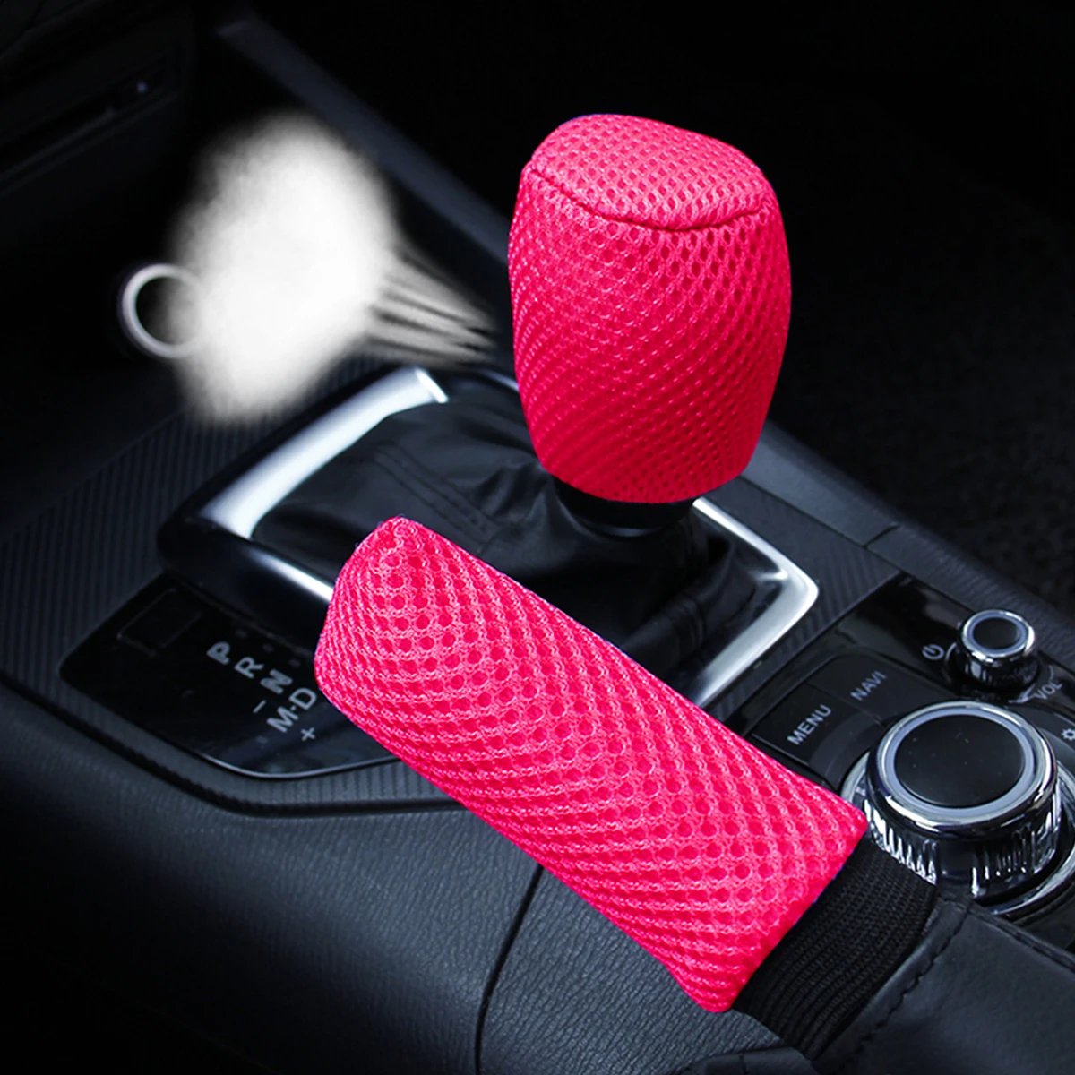 Car Interior Accessories 2 piece sandwich mesh breathable car handbrake set gear set car interior supplies four seasons general