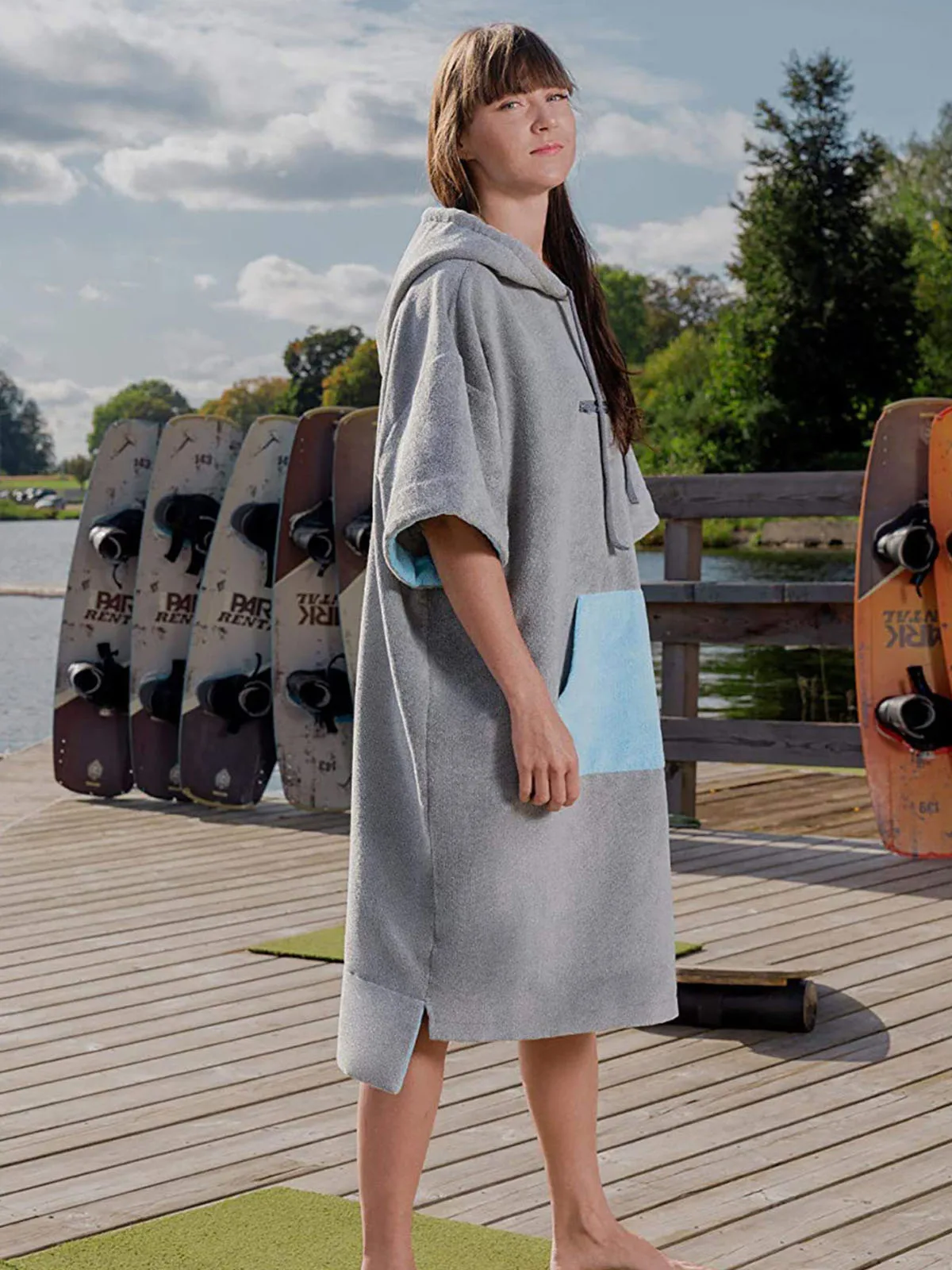 Beach Swimming Surfing Poncho for Adult Thicken Changing Robe with Hood Outdoor Sport Bath Dress Towel Microfiber Diving Cloak 6