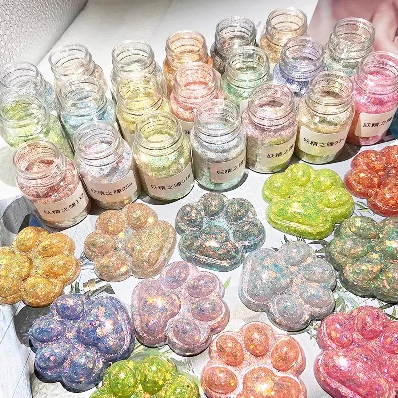 

10g/bottle Iridescent Mixed Size Hexagon Nail Glitter Sequins Mermaid Holographic Nail Spangles 3D Flakes Gel Polish Decorations