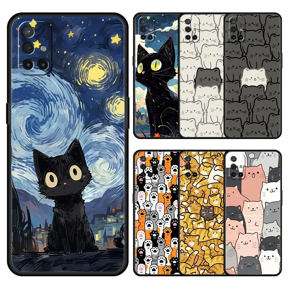 Telefon Fall Für OnePlus 12 11 10 9 Pro 9T 12R 10R 9R 9RT 10T 8T 8 7 6T 7T Nord 2T CE 2 5G N200 N10 N100 Soft Cover Katze Gedruckt – Detail 1