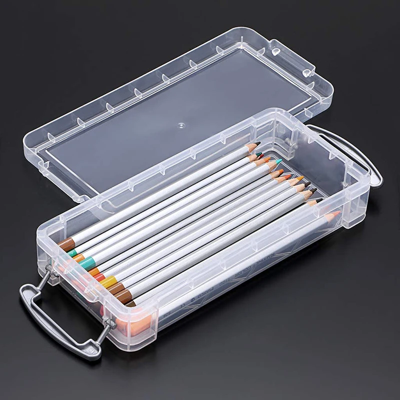 Transparent Storage Box Pencil Case Multi-function Desktop Stationery Organizer Art Stickers Classification Container 5pcs storage box pencil case desk organizer transparent storage box storage organizer