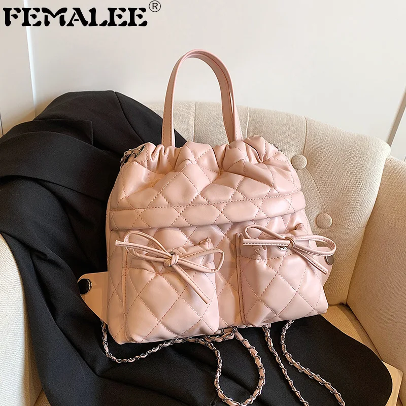 

Женский Стеганый рюкзак с двумя карманами, на шнуровке