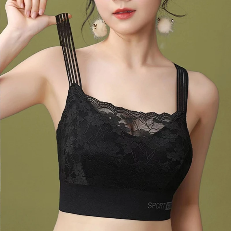 Sexy Lace Seamless Large Size Women's Bra Comfortable Breathable Sports  Beauty Back Vest Sleep Gathered Wrapped Chest Tube Top