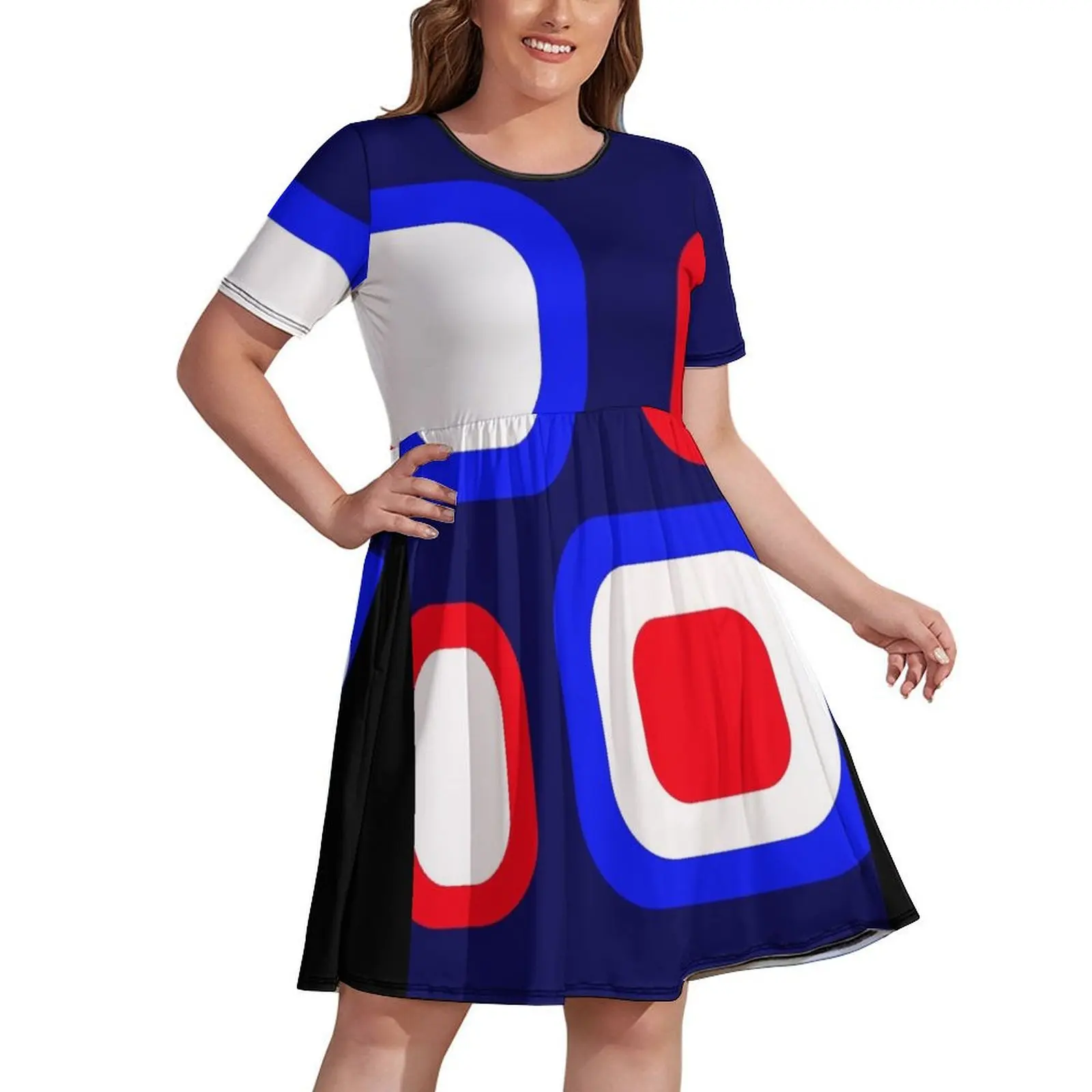 

Retro Red, White and Blue Color Blocks Dress Casual dresses wedding dresses for parties women's summer clothing 2024