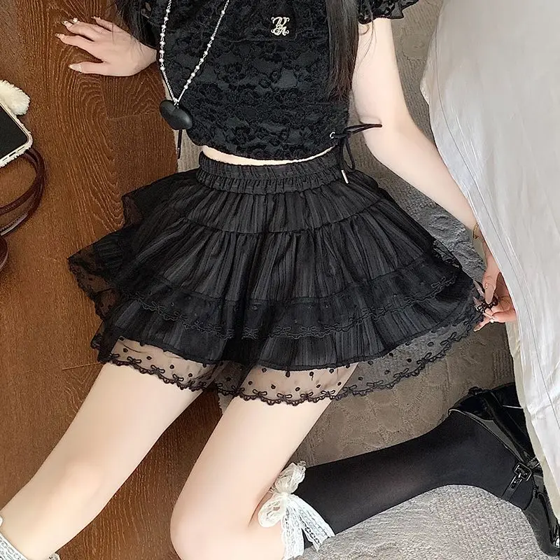 Zjaiss 2026 Summer Women's Ballet Style Mini Layered Skirts High Waist Fluffy A-Line Skort with Liner Slimming for Petite 2