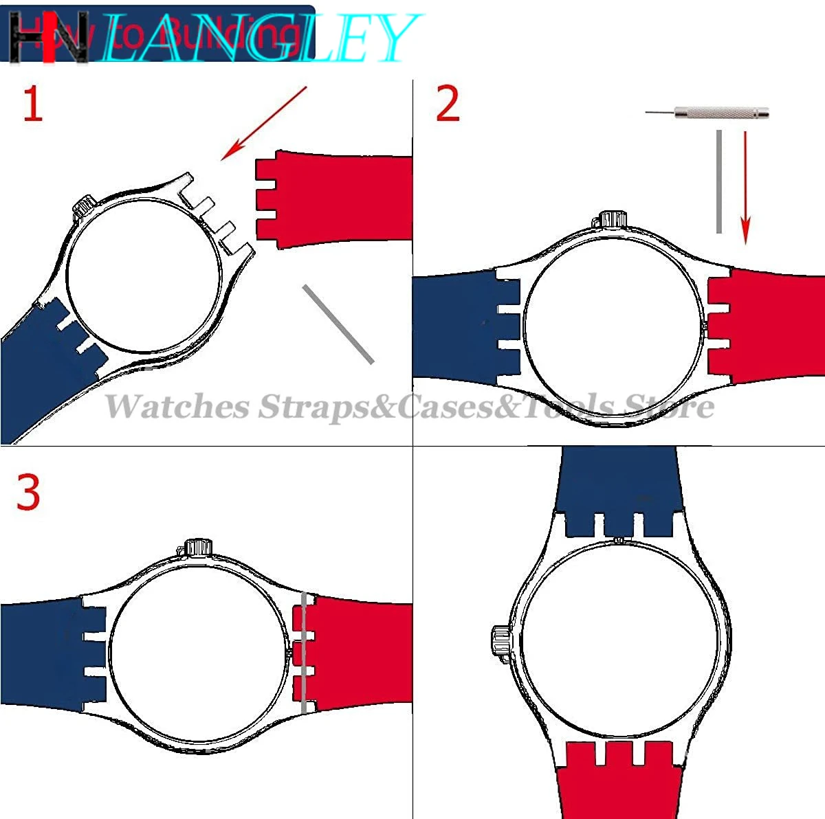 Durable Silicone Sports Watch Strap - 22mm Rubber Band