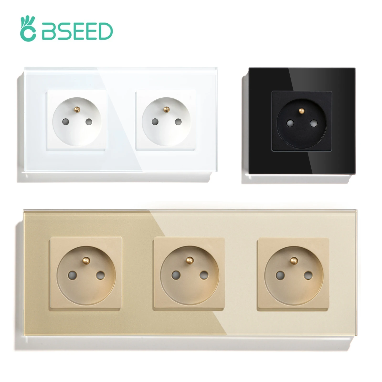 Bseed-tomada Elétrica de Parede Única Painel de Cristal Tomadas Elétricas Duplas Tomadas Triplas França 16a