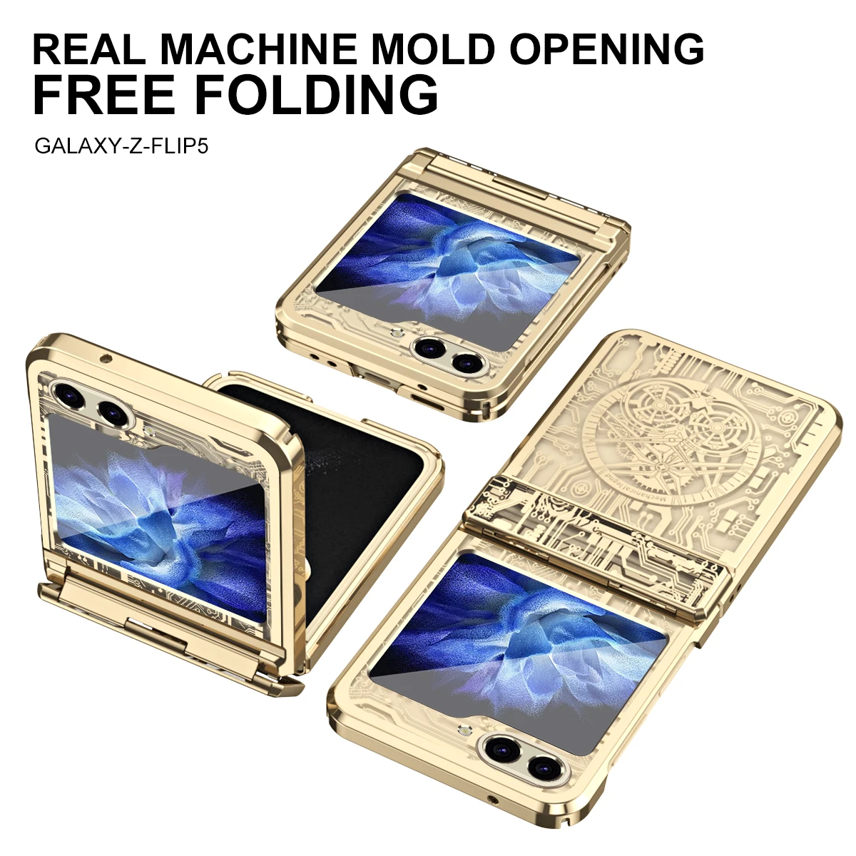 For Samsung Galaxy Z Flip5 4 3 Cases Ultra-thin Shockproof Hard Plastictransparent plating Hinge For ZFlip3 Flip4 Flip5 5G Case