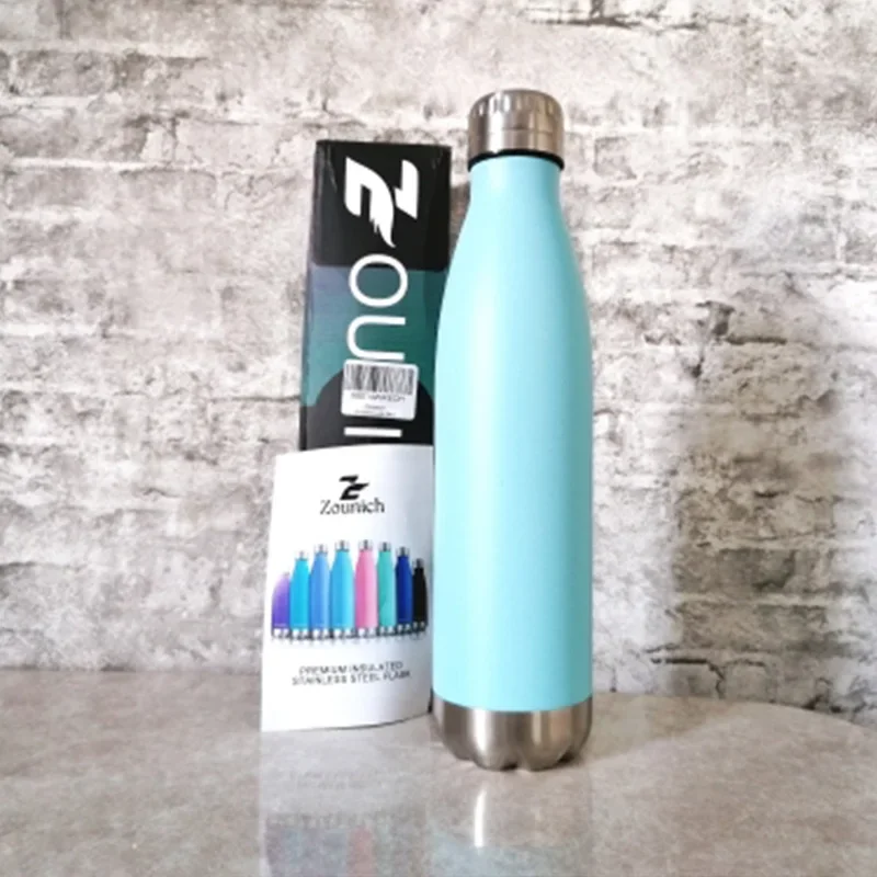 Stainless Steel Water Bottle 500ml Double-Wall Insulated Vacuum Flask Stainless Steel for Sport Portable Thermos