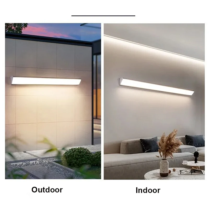 Long Strip LED Outdoor Wall Lamps Waterproof Aluminum Lights Porch Garden Corridor Sconce Warm/Cold Light Long Wall Light IP65