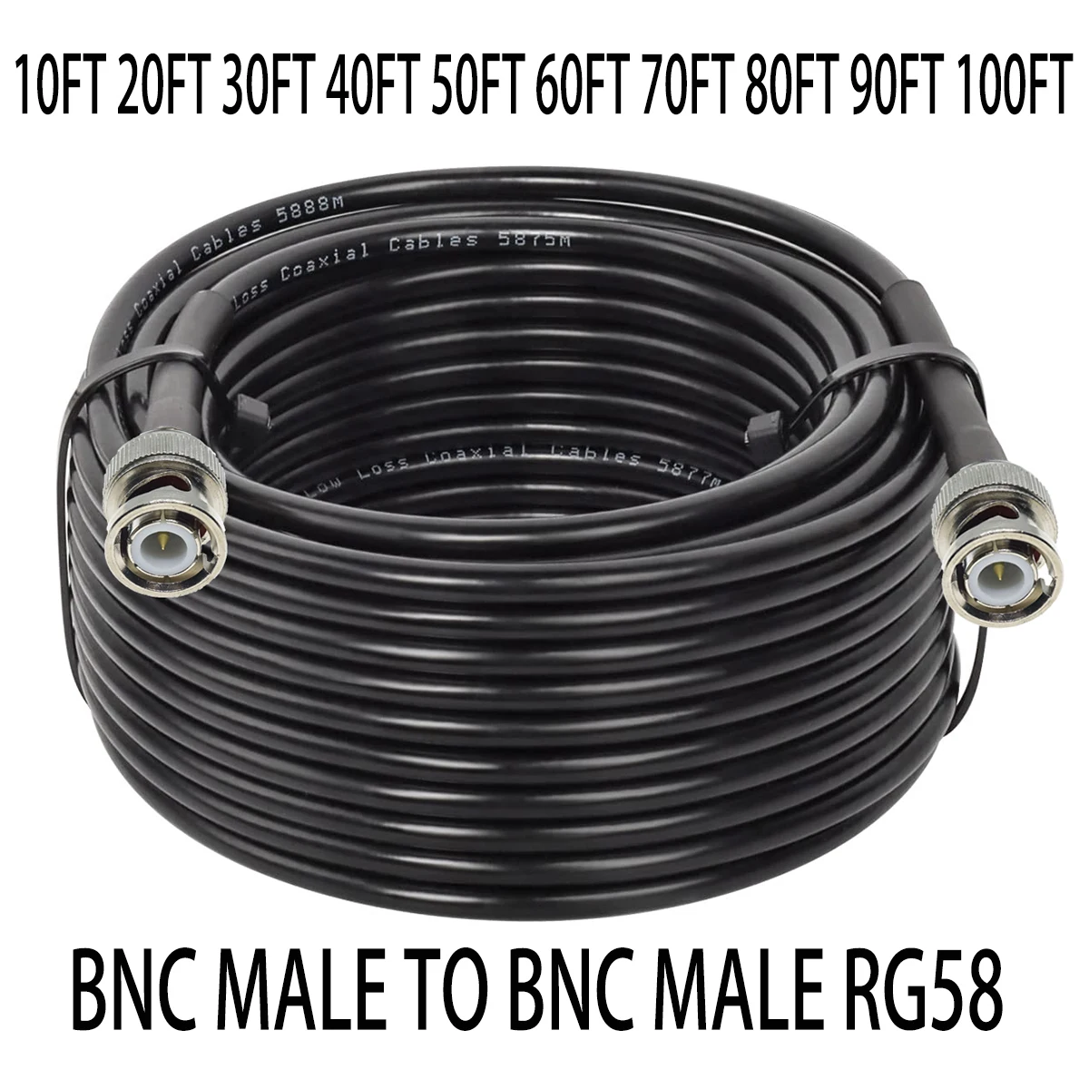 Lot de connecteurs RG58 BNC mâle vers BNC mâle, Q9 CriAJConnector, RF Coaxial Pigtail Jumper, 50ohm Cable