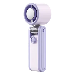 Compact Foldable Handheld Fan with Digital Display and Silent Operation (Purple)