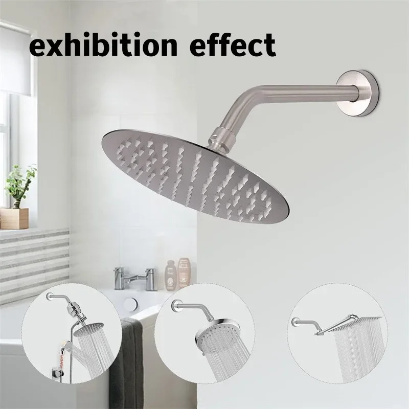 Bathroom Rainfall Water Saving shower head extension arm Shower Arm Wall Mounted Stainless Steel G1/2 Water inlet Tubes Faucet Replacement Parts
