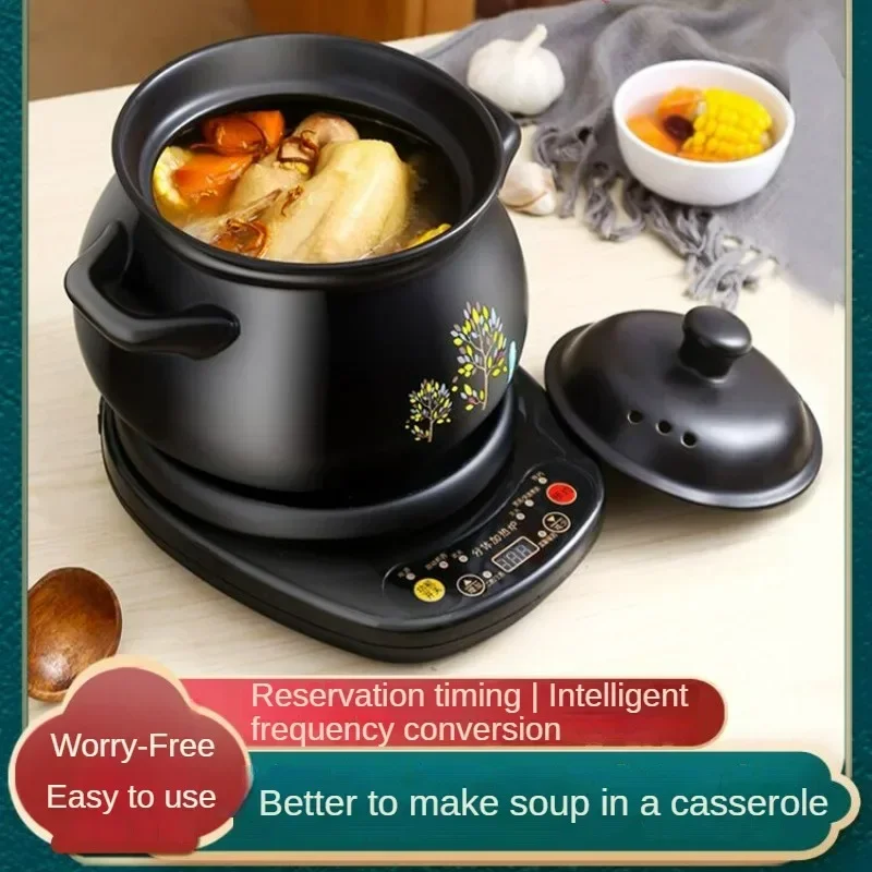 Fogão Lento Elétrico Panela Automática Caçarola Guisado Casa Plug-in Cozinha Cerâmica Inteligente