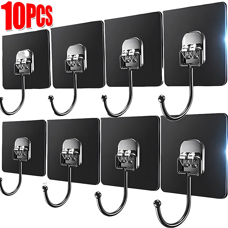 

10/1Pcs Self Adhesive Hooks Multi-Function Door Wall Hangers Hook Towel Bags Hanging Holder Kitchen Bathroom Home Storage Rack
