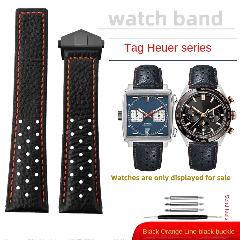 Premium 22mm Breathable Cowhide Leather Men's Watch Strap