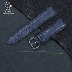 Premium Leather Watch Strap - Genuine Calfskin Wristband - 22mm (Blue)