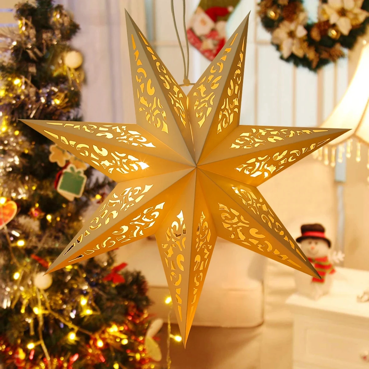 Hollow Star Hanging Pendants Christmas Decoration for Home Navidad Natal Noel Gifts Christmas Ornaments New Year