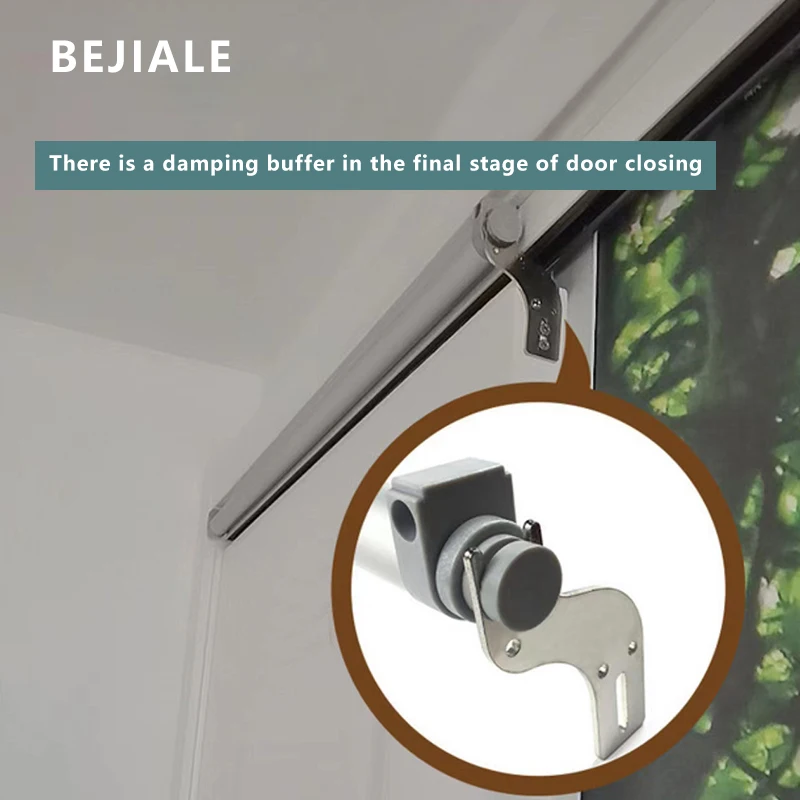 เลื่อนประตูบัฟเฟอร์ Damping อลูมิเนียมเลื่อนประตูกระจกประตูบานเลื่อนครัวเรือนที่เรียบง่ายประตูอัตโนมัติ 1
