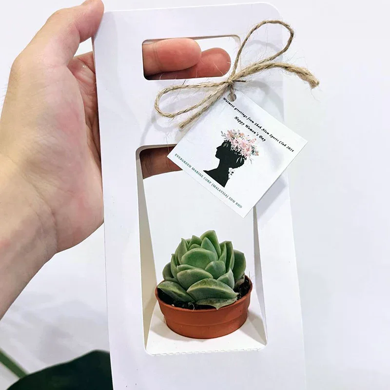 Double Sided Water Proof Kraft Paper Portable Flower Basket Bouquet Handle Carton Creative Bouquet Holiday Gift Wrapping Box