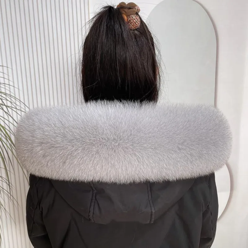 Fox Fur Collar Winter For Women Luxury Female Scarves Hood Trims Fur Decor Shawl For Coat  Natural Fur Shawls Furry Fur Scarf