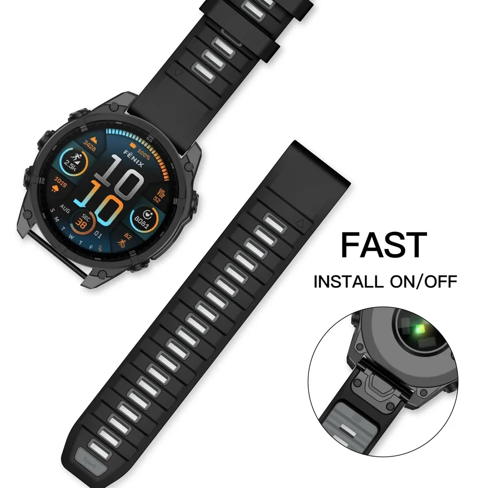 Sport Silicone Strap for Garmin Fenix 8 Pro 47mm 51mm E 7 7X/Epix Pro/6 6X/Enduro 3 Soft Bracelet 22/26mm Quickfit Official Band