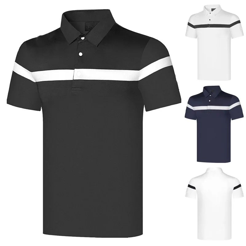 

New Summer brand Golf wear brand Men's Short sleeved T-shirt Outdoor Sports Golf Slim Fit Breathable Polo Neck Quick Drying Top