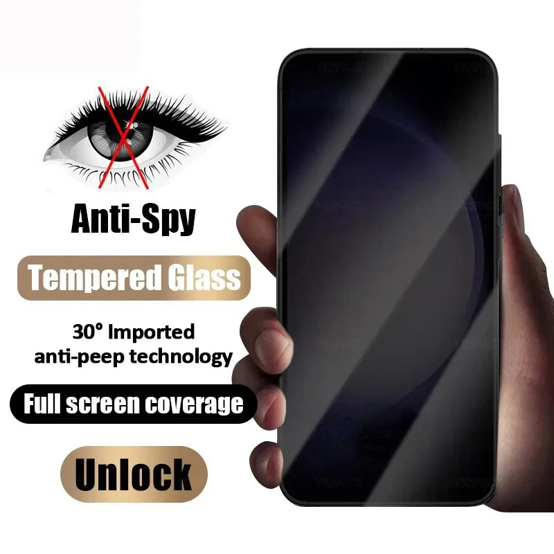 

Privacy Anti Spy 0.23mm Tempered Glass For Samsung Galaxy S24 Ultra S23 S22 S21 Plus Note 20 Fingerprint Unlock Screen Protector