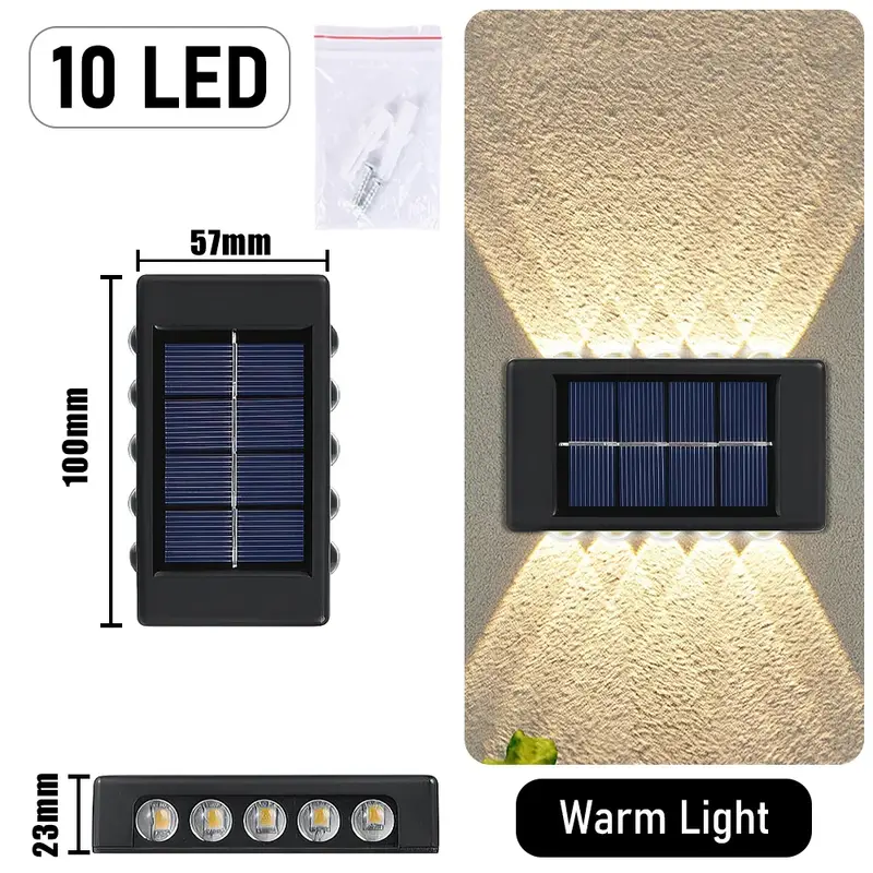 10 LED Solar Wall Lamp Outdoor Waterproof Solar Powered Light UP and Down Illuminate Home Garden Porch Yard Decoration - Image 6