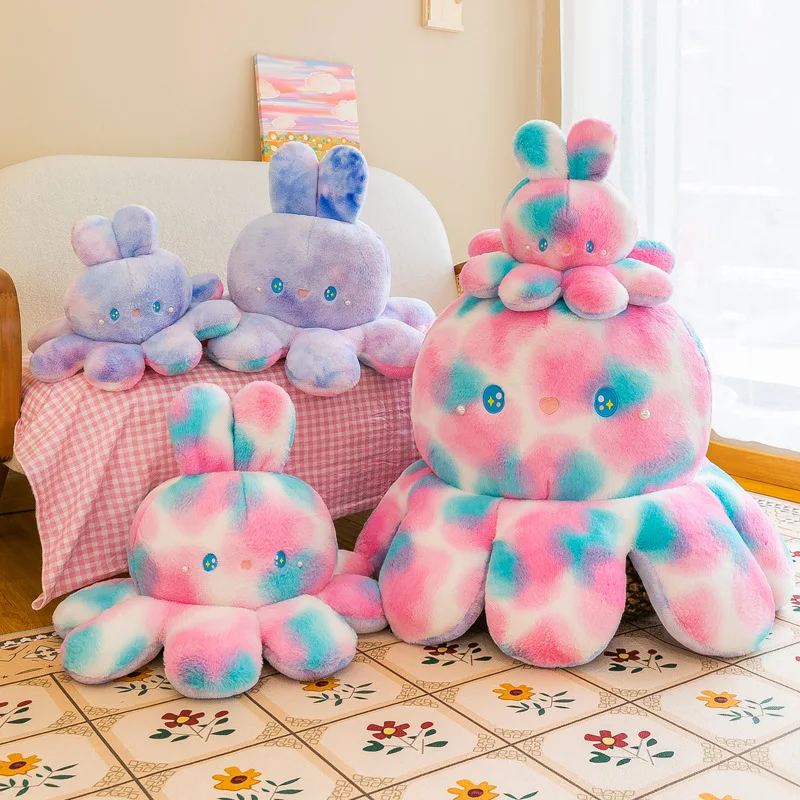 Cute Little Octopus Rabbit Doll Reversibile Double Sided Doll Girls Peluche Ragdoll Cuscino Cuscino Bolster Huggy Wuggy Kawaii