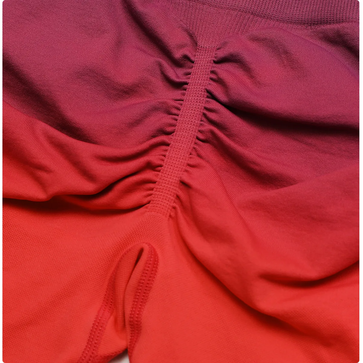 Gradient Colour Wide Waist Sports Shorts Women Slim Workout Running Yoga Shorts Seamless Push Up Tights