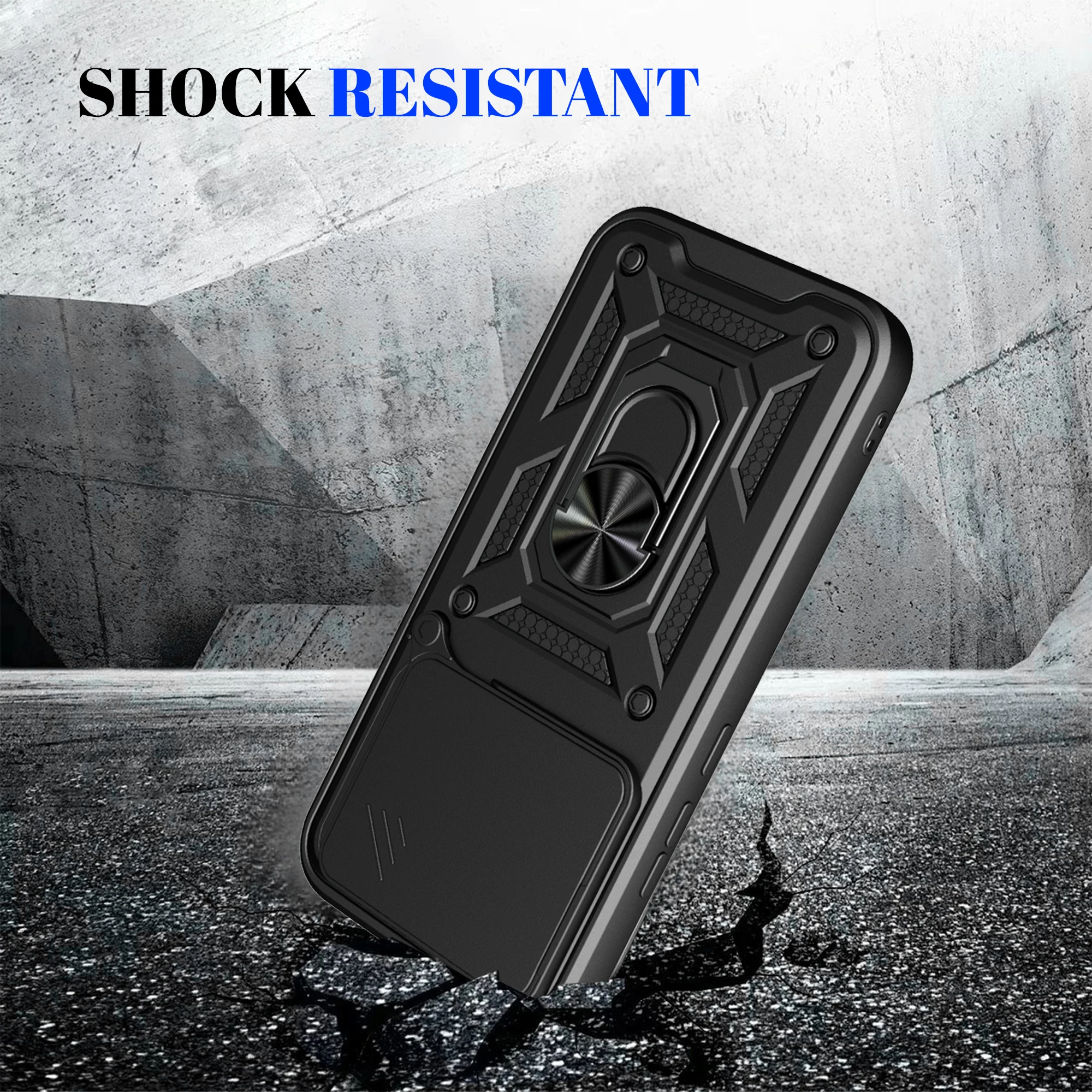 ZTE Blade Protective Slide Camera Ring Kickstand Holder Case