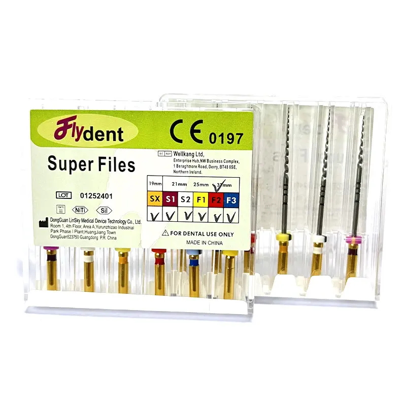 6-Piece Dental NiTi Super Rotary File Set - 25mm Endodontic Files For Root Canal Therapy (Size N1)