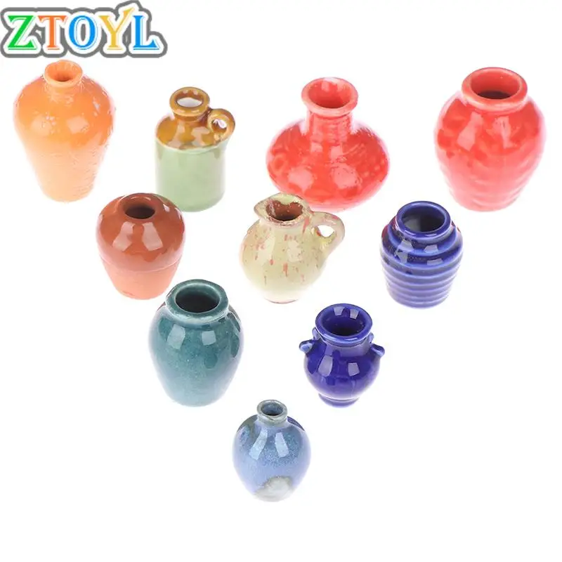 

Dollhouse Miniatures 1:12 Mini Ceramic Pot DIY Handmade Doll House Kitchen Ceramic Ornament Decora vase