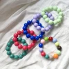 Cute Sweet Colorful Acrylic Big Bead Chunky Bracelet Fluorescent Hand Beaded Simple Bangles Summer Spring Jewelry Accessories 4
