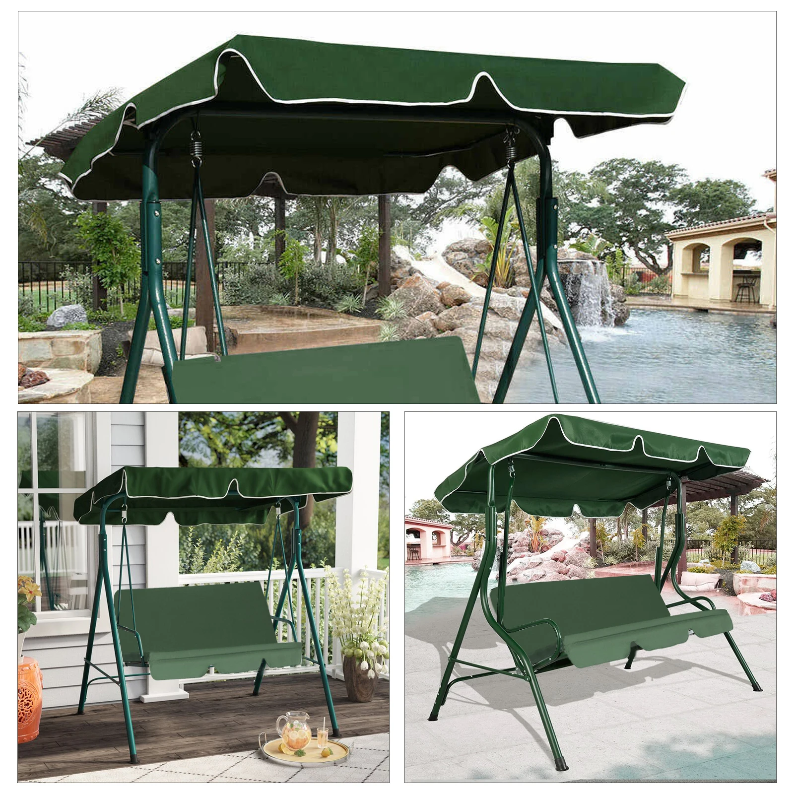 Description Picture 2 of itemPatio Outdoor Swing Seat Covers Replacement Canopy UV Protection Garden Waterproof Swing Chair Canopy Cover Porch Hammock Covers