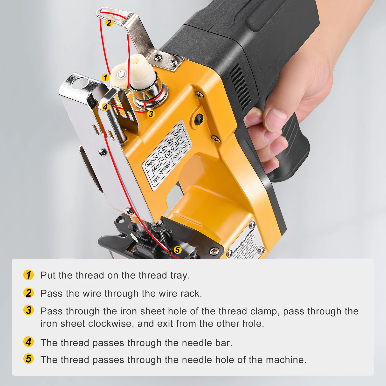 Portable Sewing Sealer Industrial Electric Sewing Machine Sealer Sealing Woven Bag Packing Automatic Home High-Speed 220V EU 5