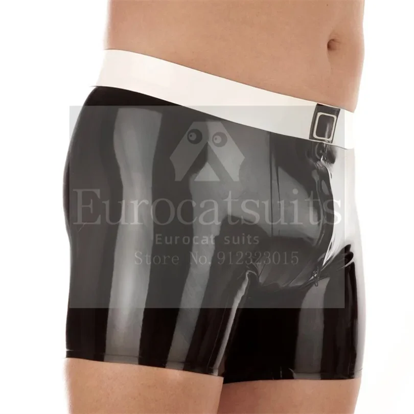 Bermuda Shorts Shiny Training Pants latex catsuit 3D bulge Latex Short Men's Pantyhose stretch pants,men pants