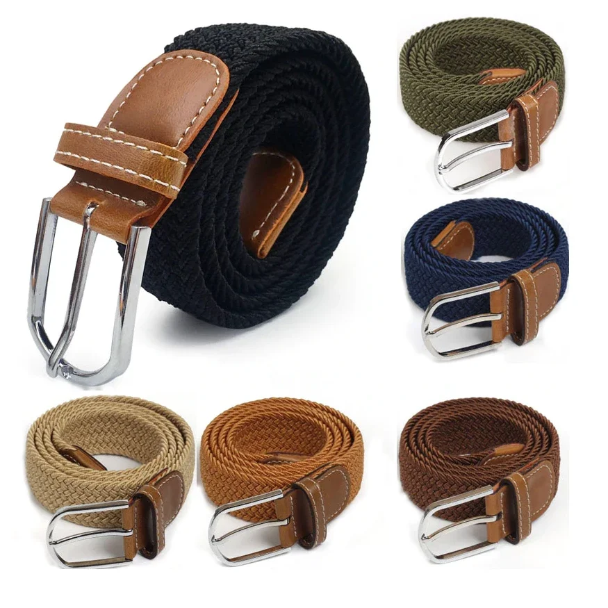Men Elastic Stretch Waist Belt Canvas Stretch Braided Elastic Woven Leather Belt Wide Metal,waist belt,canvas belt,mens belt,canvas belts