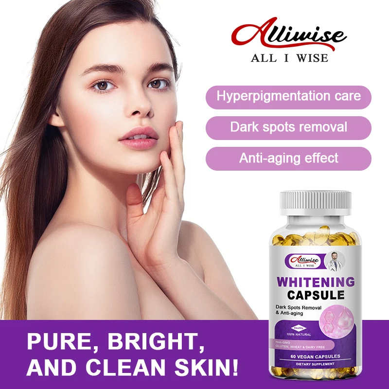 Glutathione Whitening Capsules Dark Spots & Acne Scar Remover Vegan Skin Bleaching softgels with Anti-Aging & Antioxidant Effect