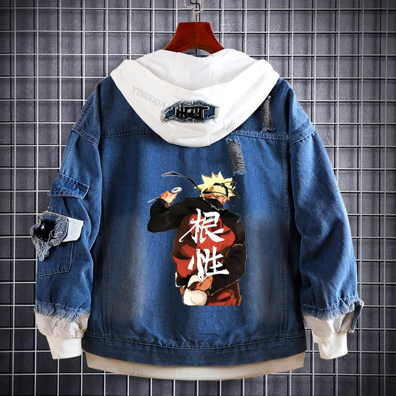 Sharingan Akatsuki Naruto Denim Jacket Sweatshirts Hoodies Kurama Oversized Hooded  Cool Uchiha Sasuke Jacket Men Outerwear Coat - AliExpress