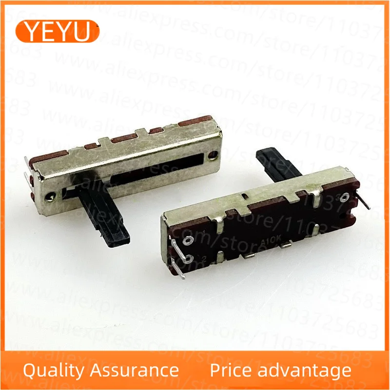 2PCS 35mm 3-pin Single Straight Slide Potentiometer A10K Stroke 20mm Mixer Fader Handle Width 4mm