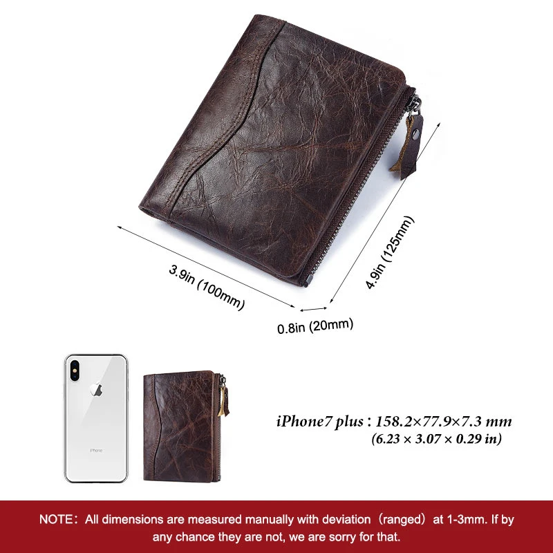 HUMERPAUL Waet court pour hommes en cuir véritable RFID Waets avec porte-carte à deux volets poche à monnaie zippée Bietera Hombre_voghion.com
