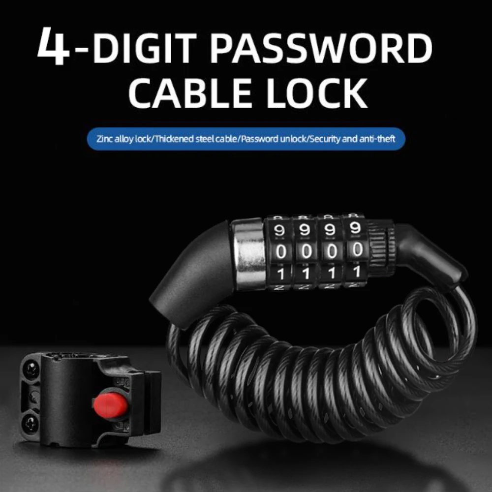 

Lock Steel Cable Chain Security Password 4 Digit Lock Anti-Theft Combination Number Code Safety Bike Accessories