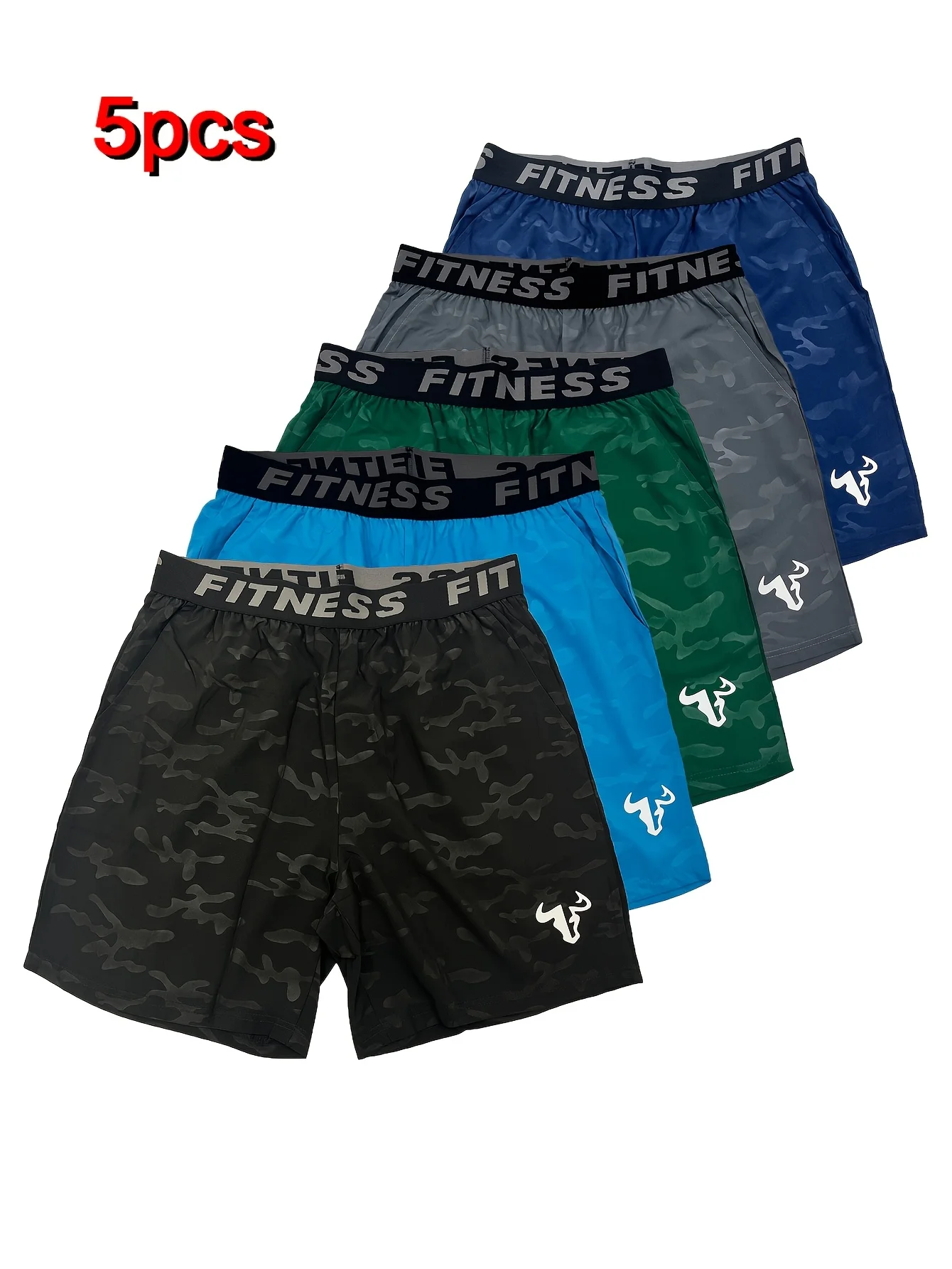 Men’s Bull Print Shorts Set 3